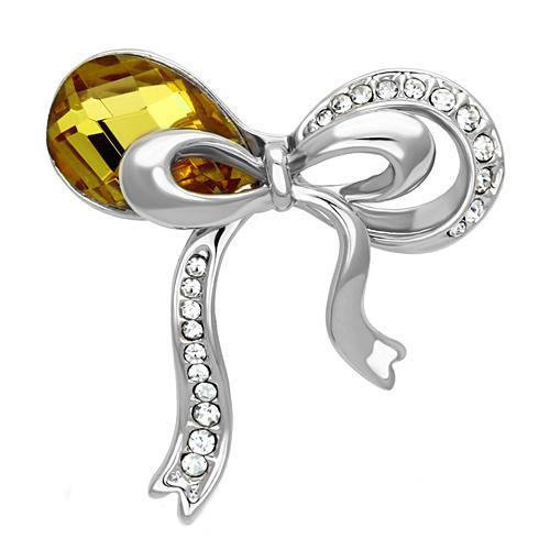 LO2846 - Imitation Rhodium White Metal Brooches with Synthetic Glass Bead in Topaz LuxuryLifeWay Online Store