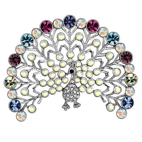 LO2848 - Imitation Rhodium White Metal Brooches with Top Grade Crystal  in Multi Color LuxuryLifeWay Online Store