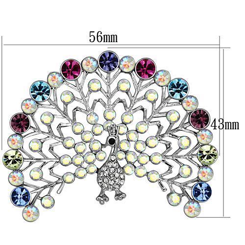 LO2848 - Imitation Rhodium White Metal Brooches with Top Grade Crystal  in Multi Color LuxuryLifeWay Online Store
