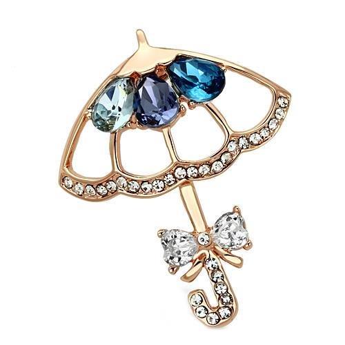 LO2855 - Flash Rose Gold White Metal Brooches with Synthetic Glass Bead in Multi Color LuxuryLifeWay Online Store
