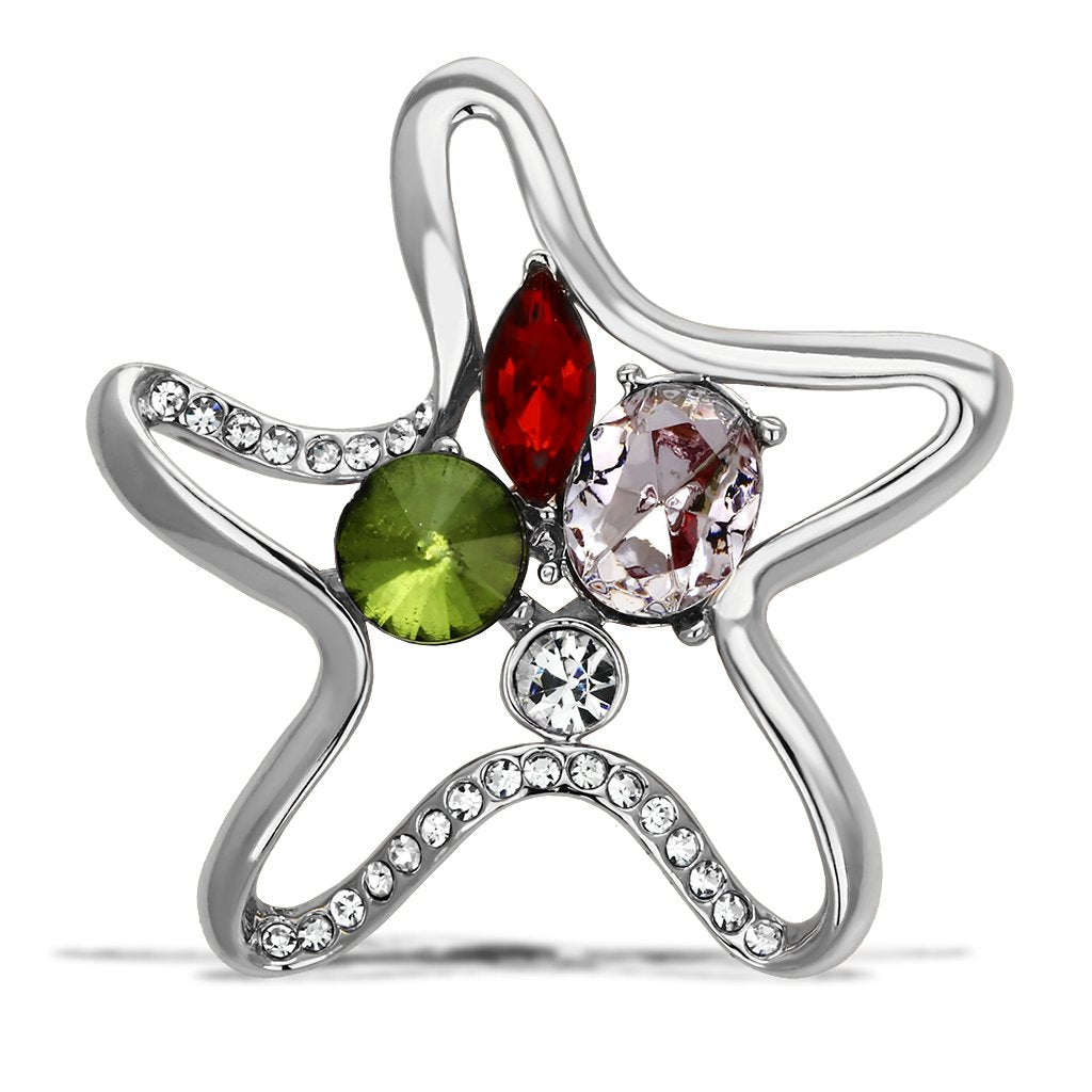LO2912 - Imitation Rhodium White Metal Brooches with Synthetic Acrylic in Multi Color LuxuryLifeWay Online Store