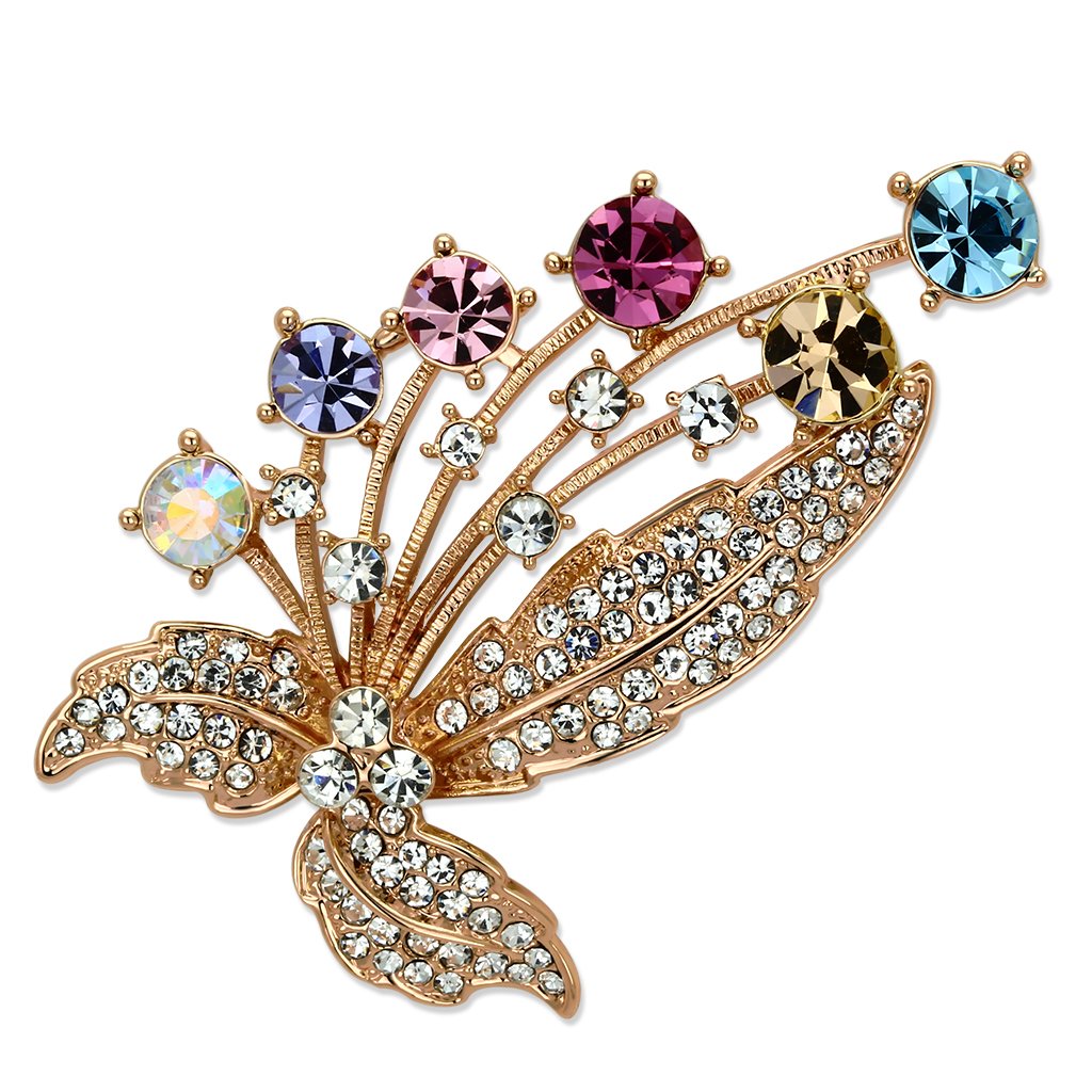 LO2922 - Flash Rose Gold White Metal Brooches with Top Grade Crystal  in Multi Color LuxuryLifeWay Online Store