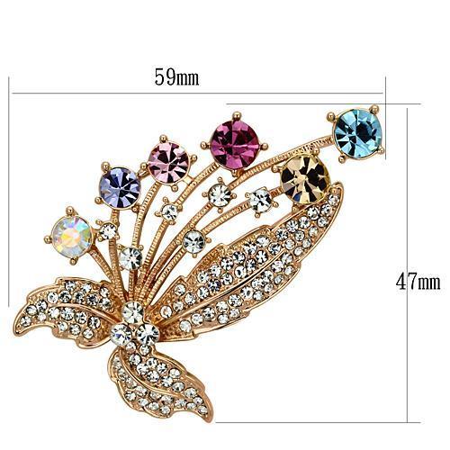LO2922 - Flash Rose Gold White Metal Brooches with Top Grade Crystal  in Multi Color LuxuryLifeWay Online Store