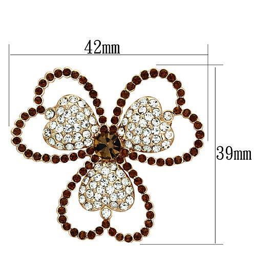 LO2925 - Flash Rose Gold White Metal Brooches with Top Grade Crystal  in Smoked Quartz LuxuryLifeWay Online Store