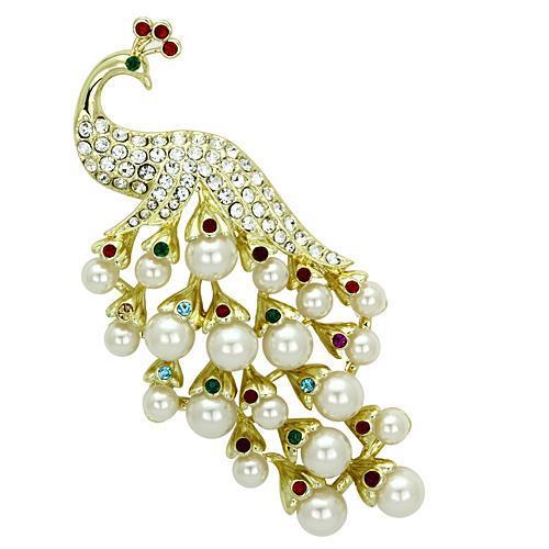LO2933 - Flash Gold White Metal Brooches with Synthetic Pearl in White LuxuryLifeWay Online Store