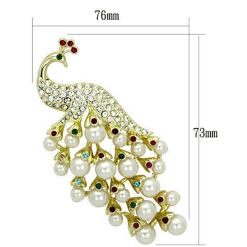 LO2933 - Flash Gold White Metal Brooches with Synthetic Pearl in White LuxuryLifeWay Online Store