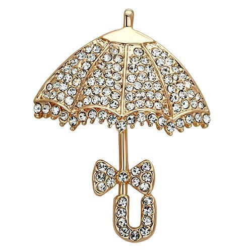 LO2937 - Flash Rose Gold White Metal Brooches with Top Grade Crystal  in Clear LuxuryLifeWay Online Store