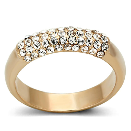 LO3069 - Rose Gold Brass Ring with Top Grade Crystal  in Clear LuxuryLifeWay Online Store