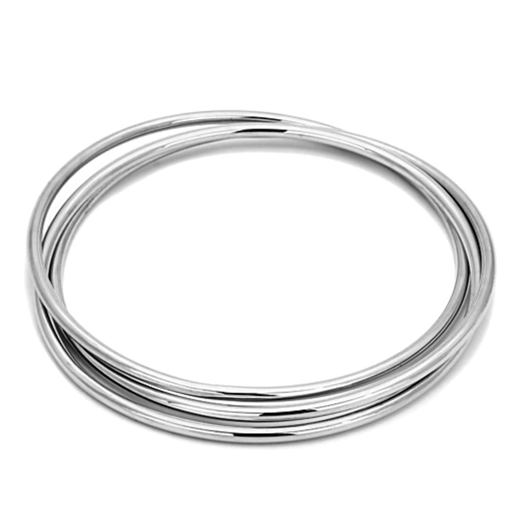 LO3071 - Rhodium Brass Bangle with No Stone LuxuryLifeWay Online Store