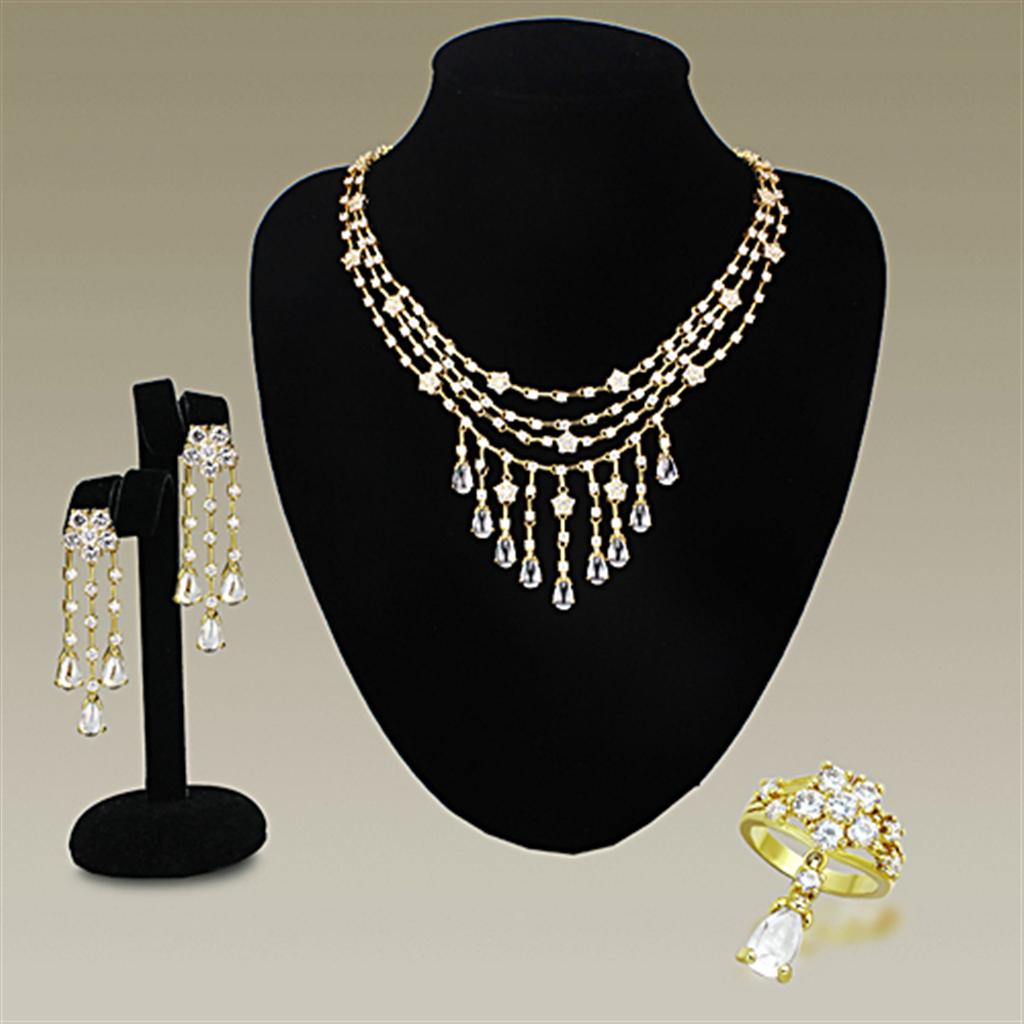 LO3077 - Gold Brass Jewelry Sets with AAA Grade CZ  in Clear LuxuryLifeWay Online Store