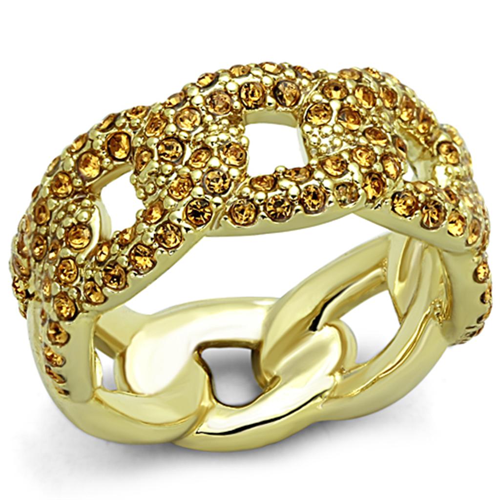 LO3216 - Gold Brass Ring with Top Grade Crystal  in Smoked Quartz LuxuryLifeWay Online Store