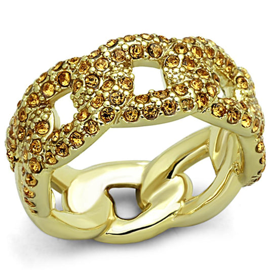 LO3216 - Gold Brass Ring with Top Grade Crystal  in Smoked Quartz LuxuryLifeWay Online Store