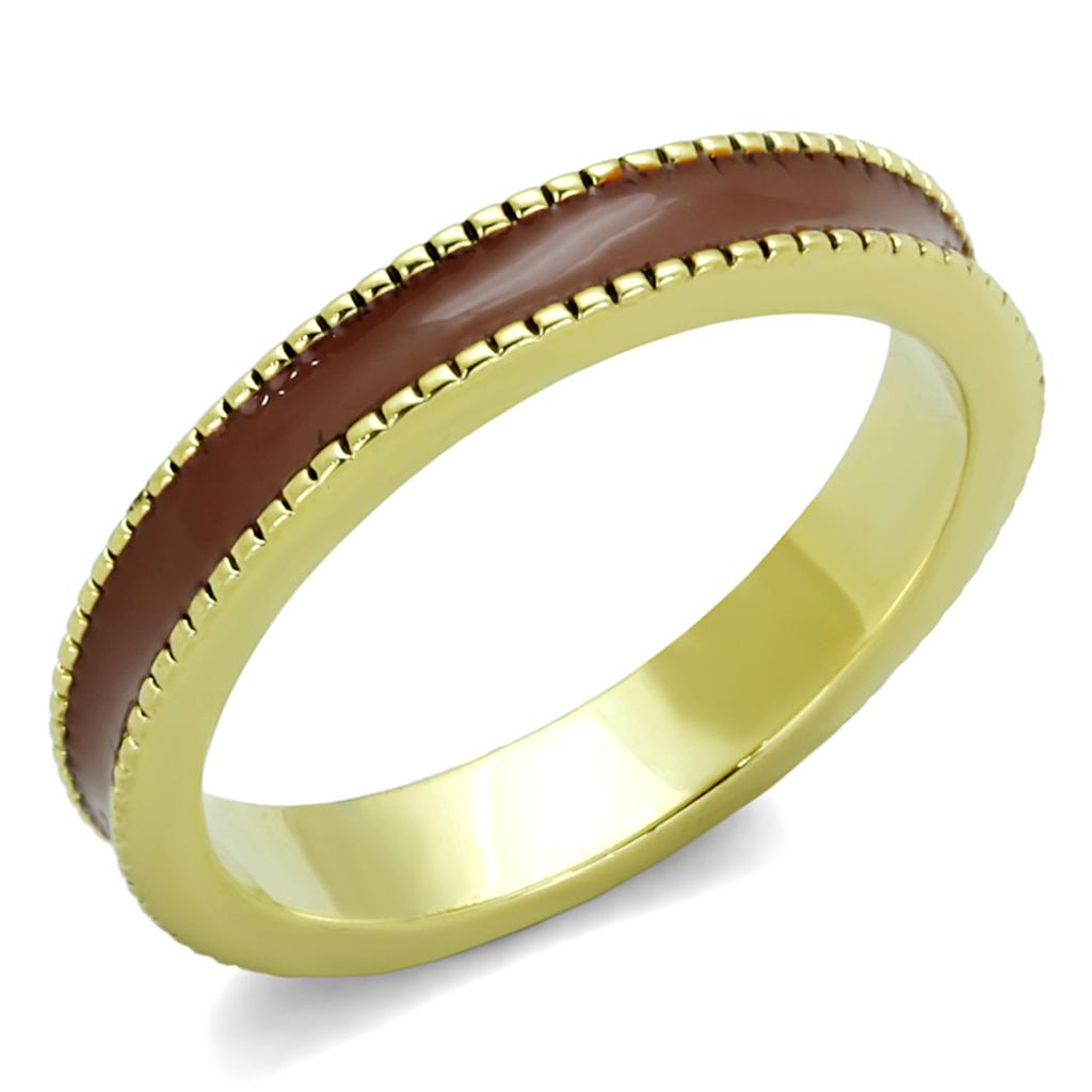 LO3551 - Gold Brass Ring with Epoxy  in Brown LuxuryLifeWay Online Store