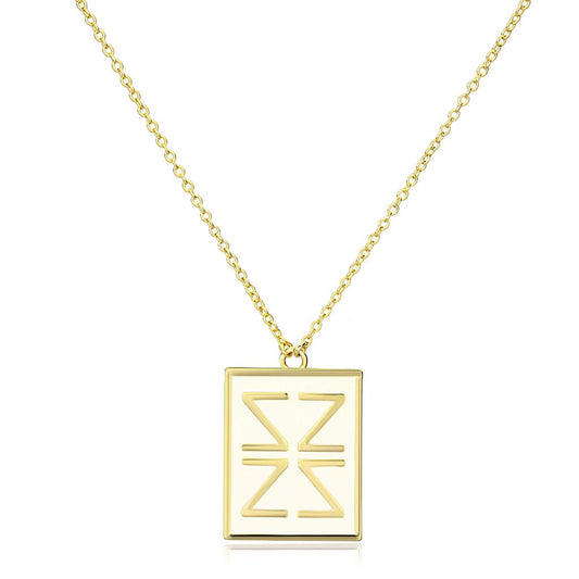 LO3684 - Gold Brass Chain Pendant with Epoxy  in White LuxuryLifeWay Online Store