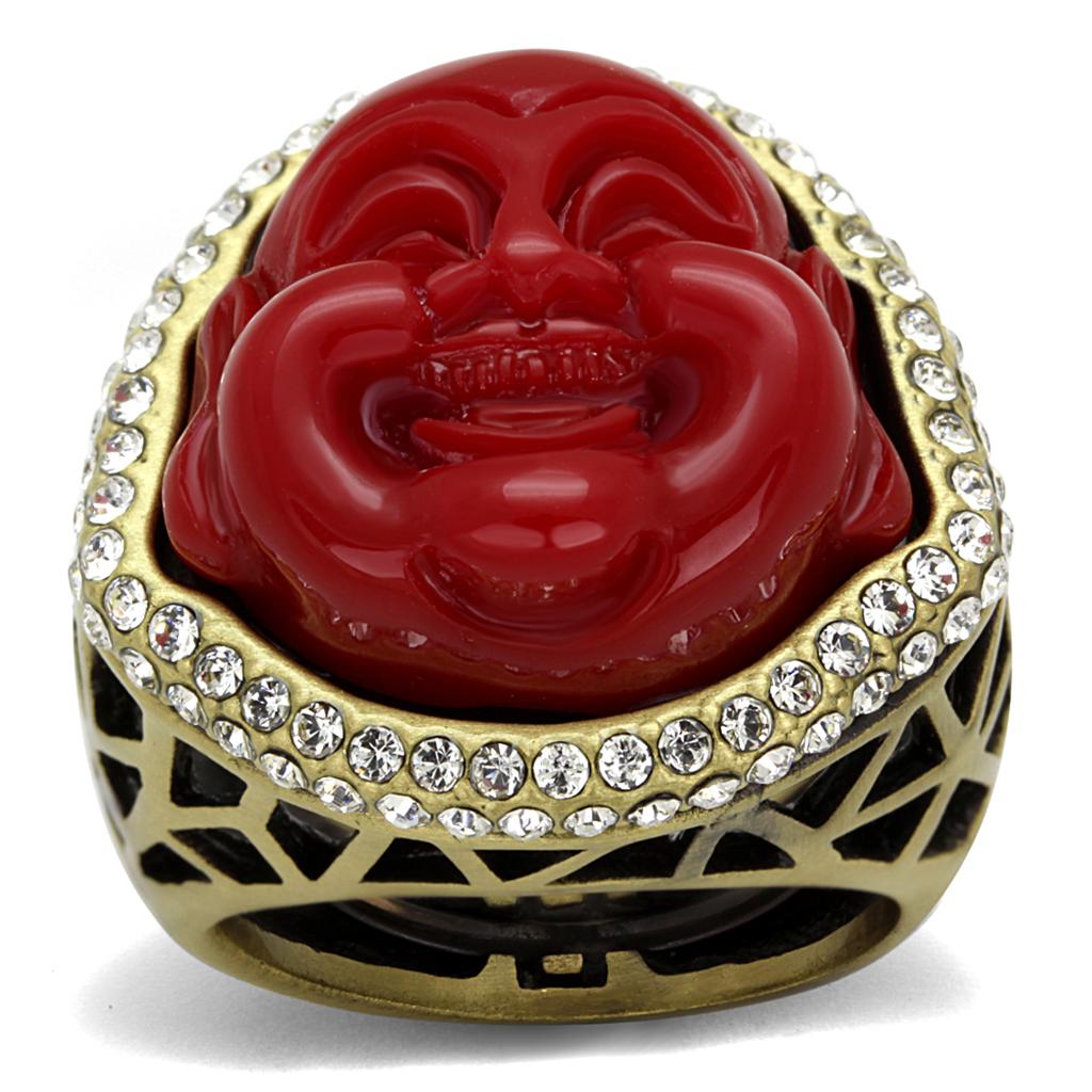 LO3883 - Antique Copper Brass Ring with Synthetic Synthetic Stone in Siam LuxuryLifeWay Online Store