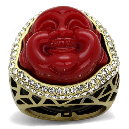 LO3883 - Antique Copper Brass Ring with Synthetic Synthetic Stone in Siam LuxuryLifeWay Online Store
