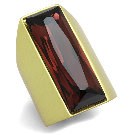 LO3899 - Gold & Brush Brass Ring with Top Grade Crystal  in Siam LuxuryLifeWay Online Store