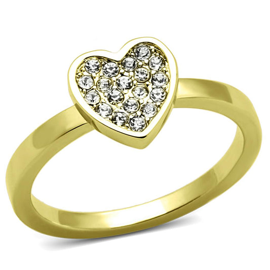 LO3983 - Flash Gold Brass Ring with Top Grade Crystal  in Clear LuxuryLifeWay Online Store