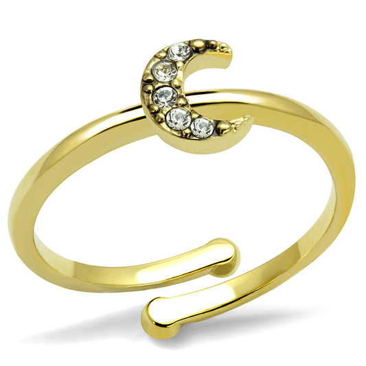 LO4046 - Flash Gold Brass Ring with Top Grade Crystal  in Clear LuxuryLifeWay Online Store