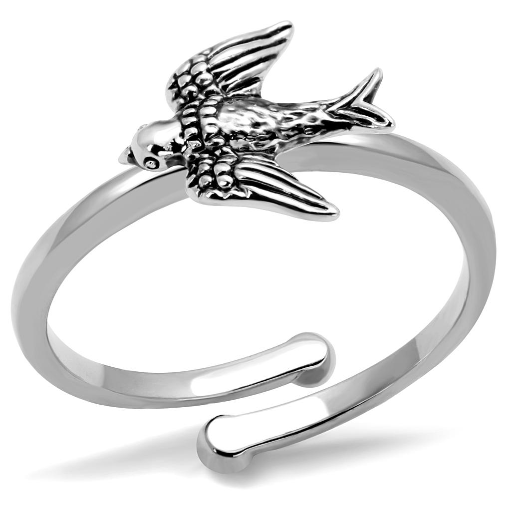 LO4053 - Rhodium Brass Ring with No Stone LuxuryLifeWay Online Store