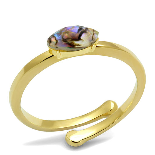 LO4062 - Flash Gold Brass Ring with Precious Stone Conch in Multi Color LuxuryLifeWay Online Store
