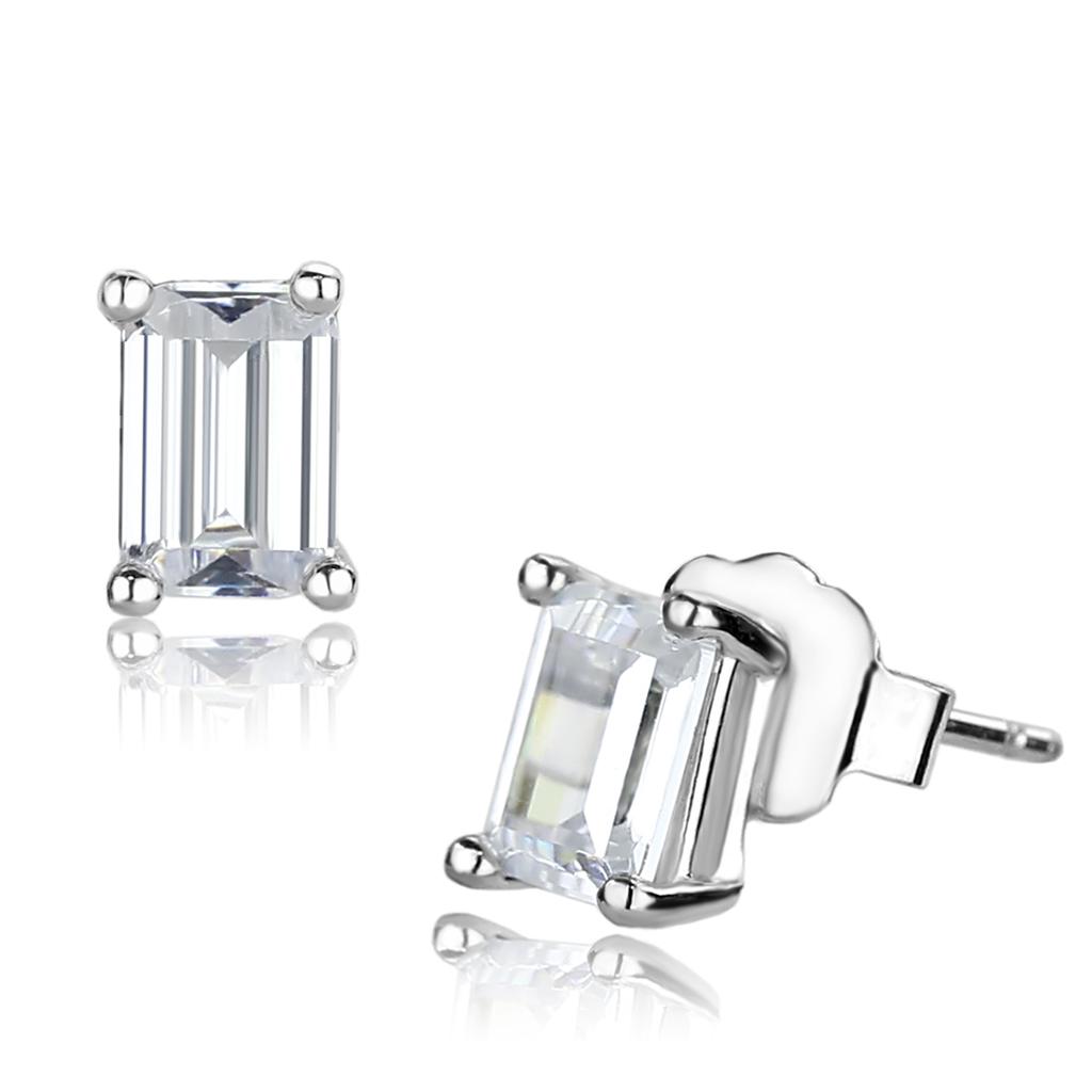LO4128 - Rhodium Brass Earrings with AAA Grade CZ  in Clear LuxuryLifeWay Online Store