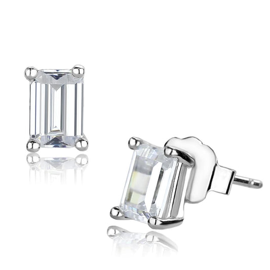 LO4128 - Rhodium Brass Earrings with AAA Grade CZ  in Clear LuxuryLifeWay Online Store