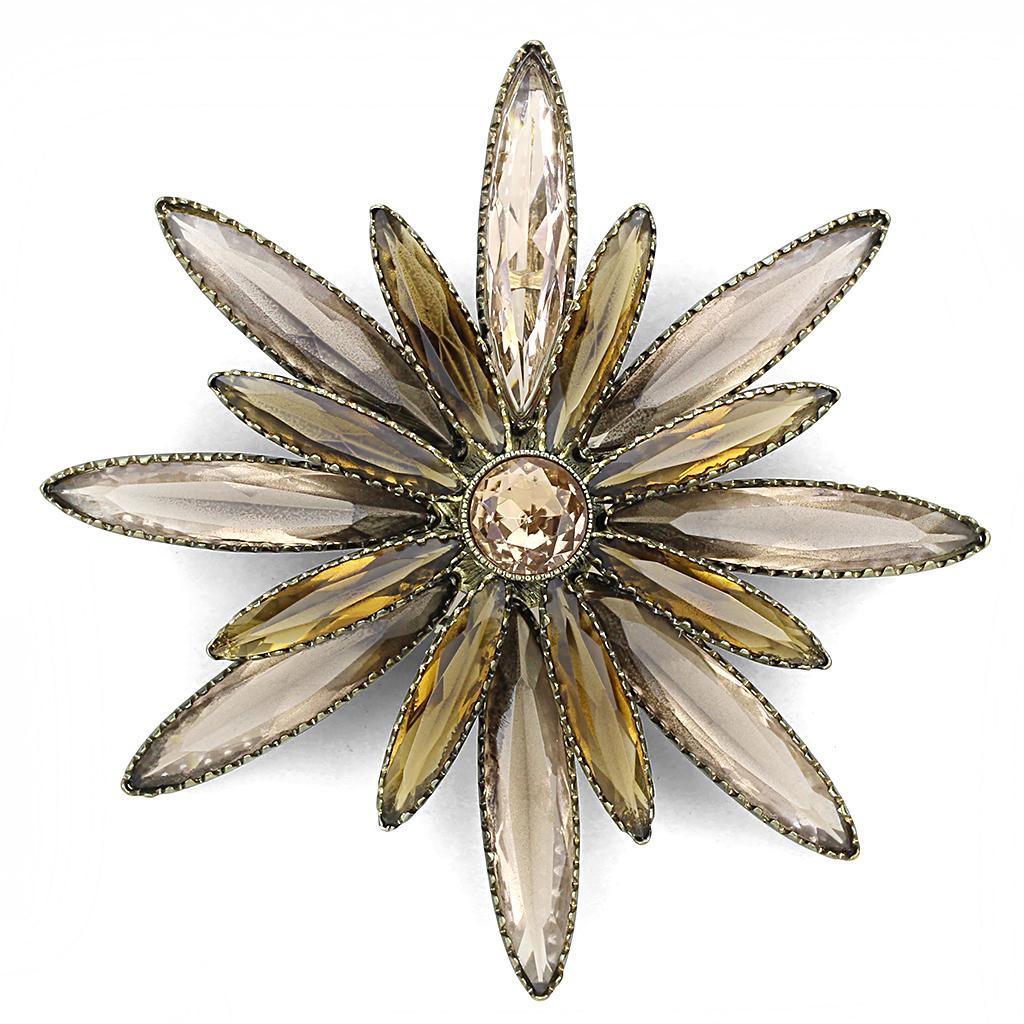 LO4176 - Antique Copper Brass Brooches with Synthetic Synthetic Glass in Champagne LuxuryLifeWay Online Store