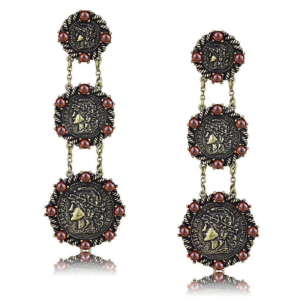 LO4196 - Antique Copper Brass Earrings with AAA Grade CZ  in Garnet LuxuryLifeWay Online Store