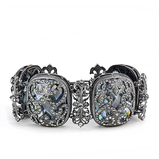 LO4225 - TIN Cobalt Black Brass Bracelet with AAA Grade CZ  in Clear LuxuryLifeWay Online Store