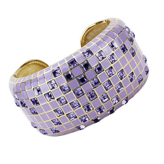 LO4271 - Gold Brass Bangle with Top Grade Crystal  in Tanzanite LuxuryLifeWay Online Store