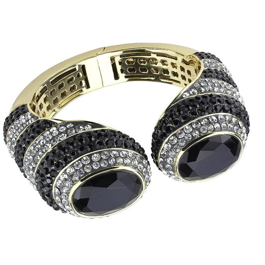 LO4274 - Gold Brass Bangle with Synthetic  in Jet LuxuryLifeWay Online Store