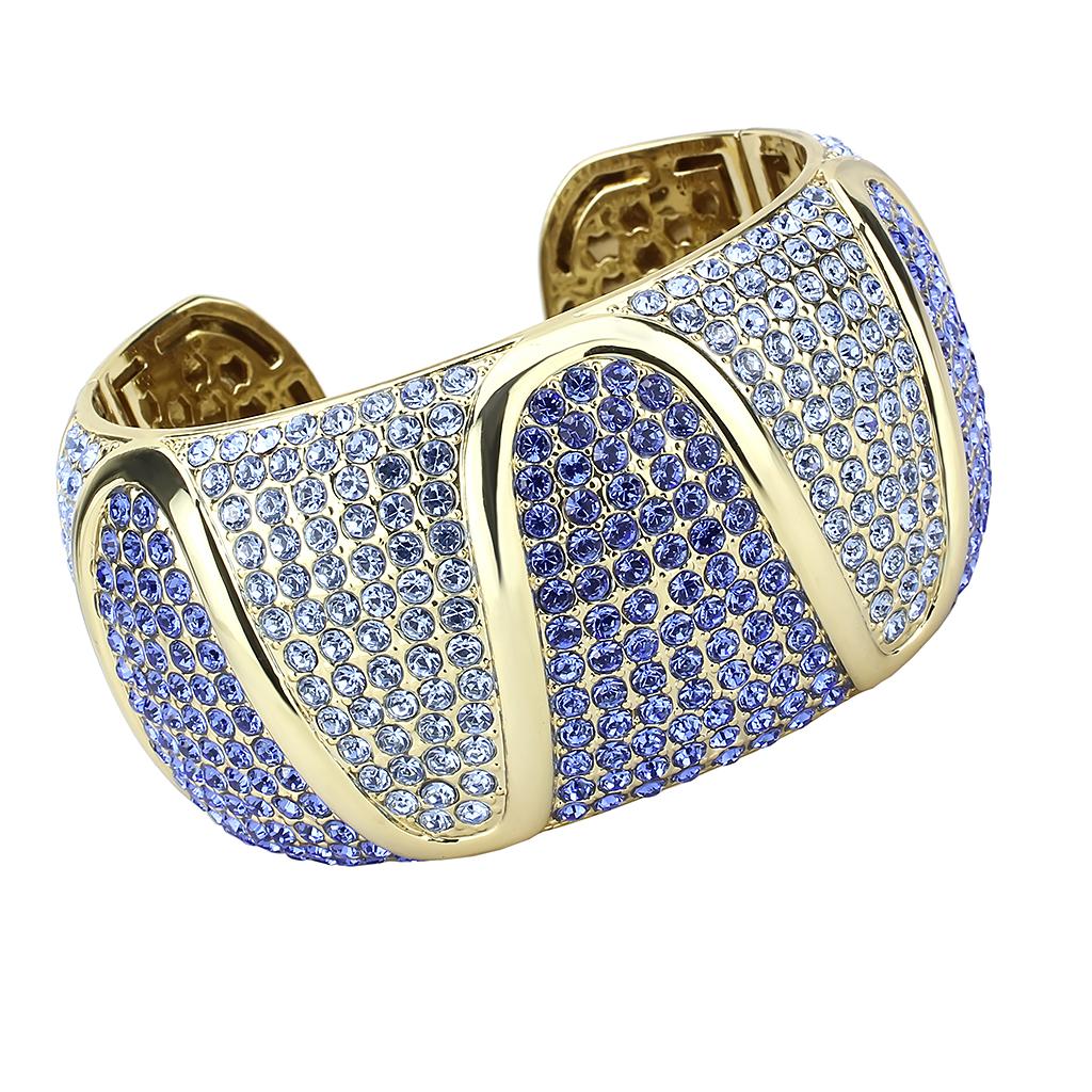 LO4276 - Gold Brass Bangle with Top Grade Crystal  in Multi Color LuxuryLifeWay Online Store