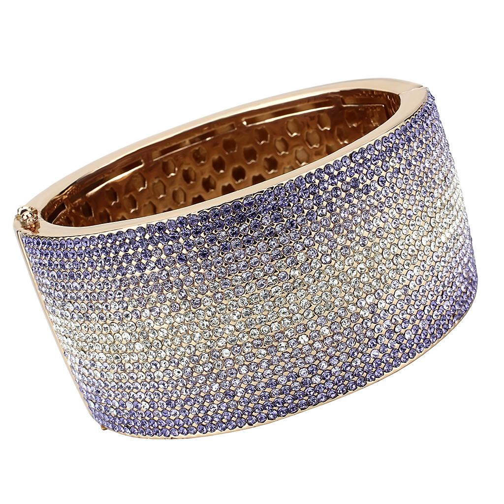 LO4279 - Rose Gold+e-coating Brass Bangle with Top Grade Crystal  in Multi Color LuxuryLifeWay Online Store