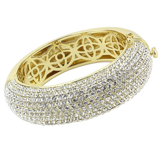 LO4301 - Flash Gold Brass Bangle with Top Grade Crystal  in Clear LuxuryLifeWay Online Store