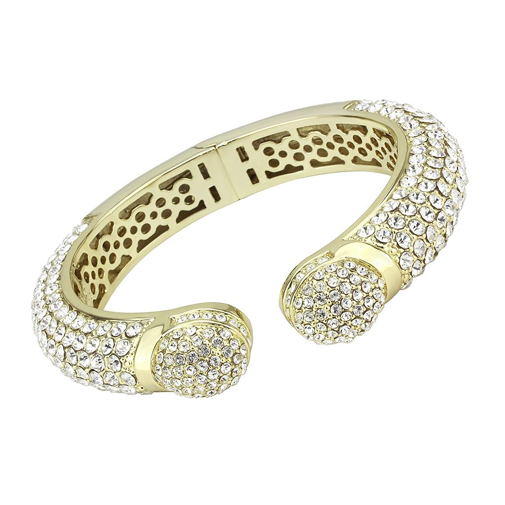 LO4311 - Flash Gold Brass Bangle with Top Grade Crystal  in Clear LuxuryLifeWay Online Store