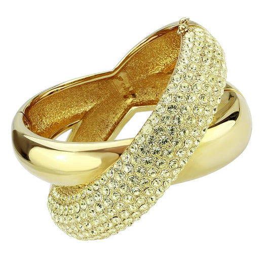LO4321 - Gold Brass Bangle with Top Grade Crystal  in Citrine Yellow LuxuryLifeWay Online Store