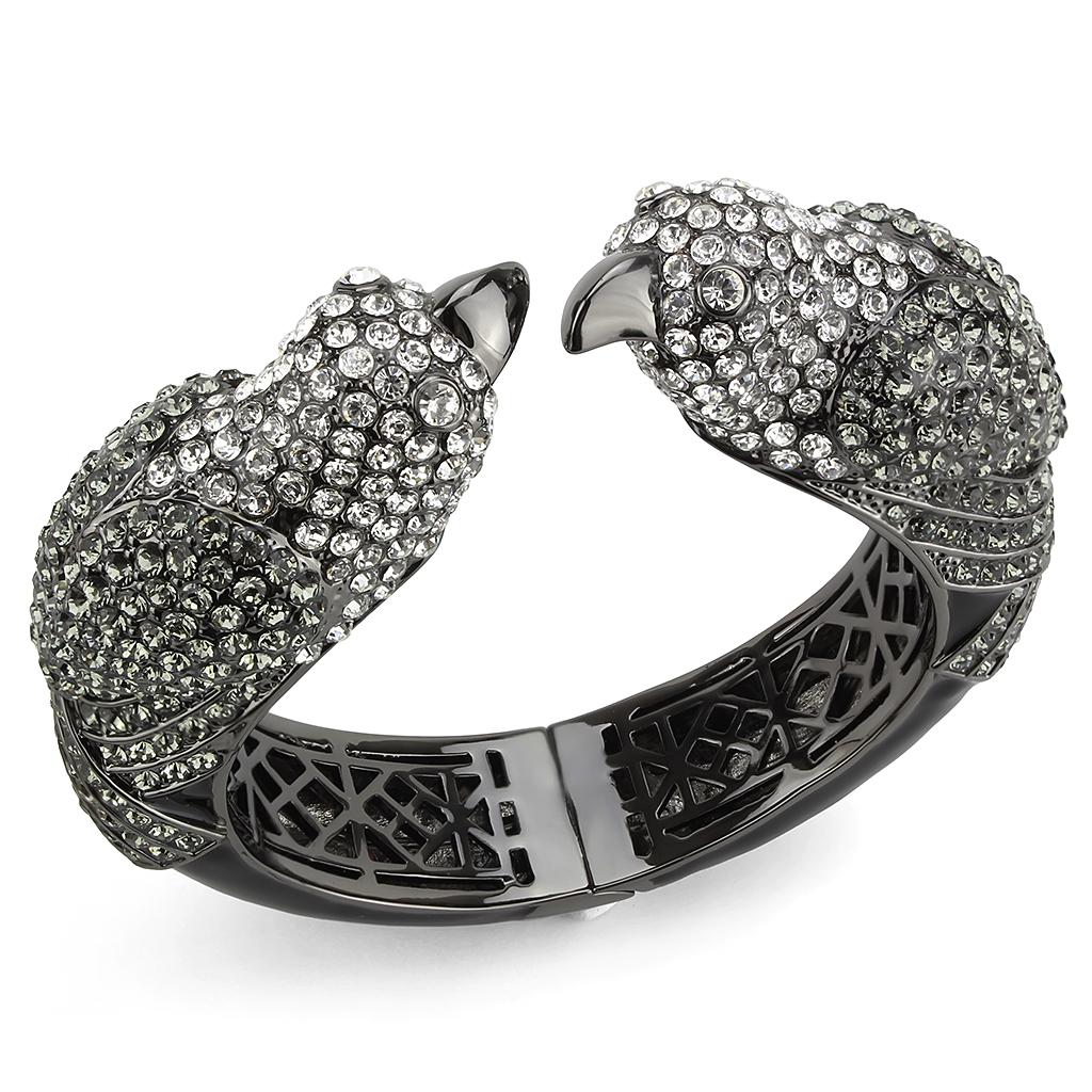 LO4333 - Ruthenium Brass Bangle with Top Grade Crystal  in Multi Color LuxuryLifeWay Online Store