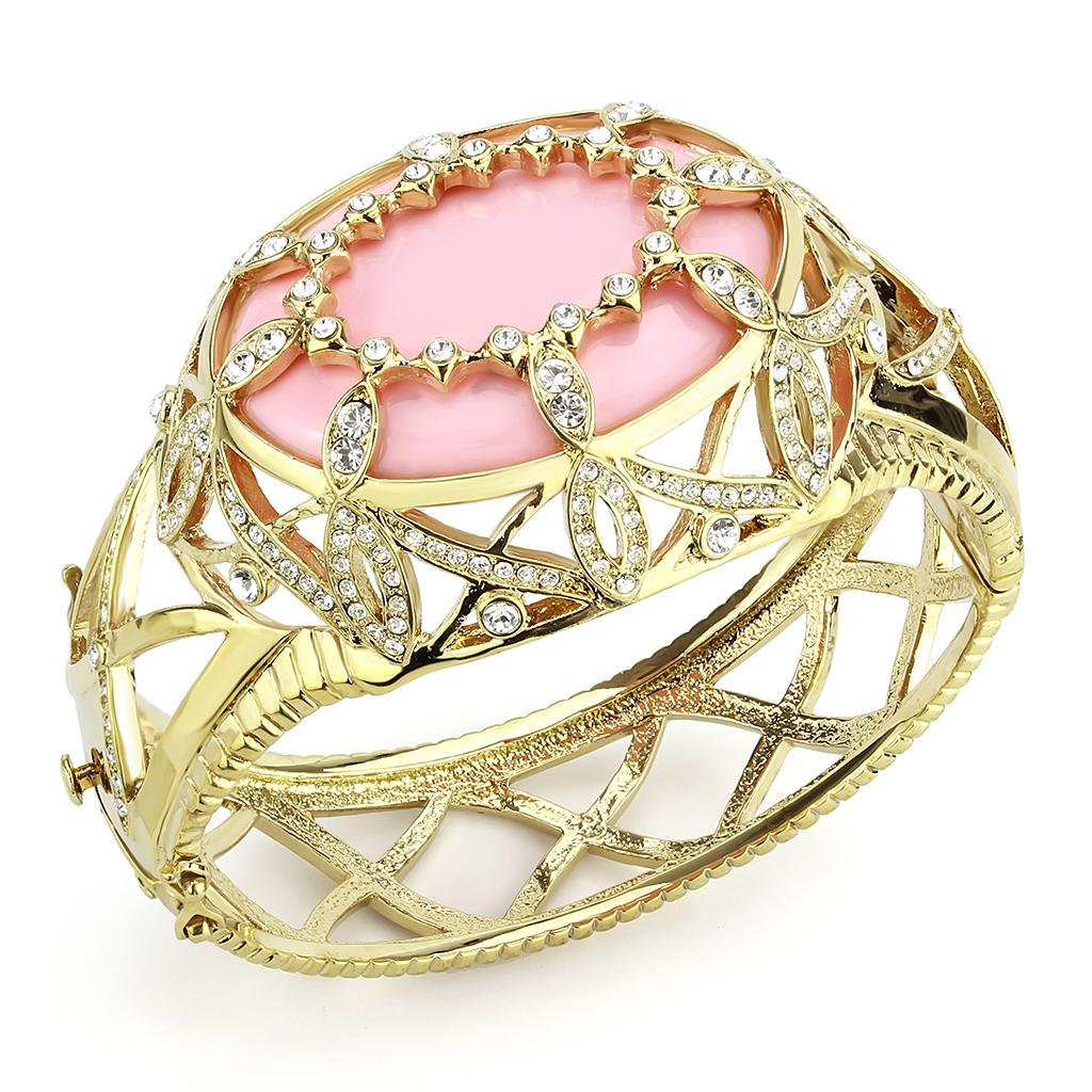 LO4347 - Gold Brass Bangle with Synthetic  in Rose LuxuryLifeWay Online Store