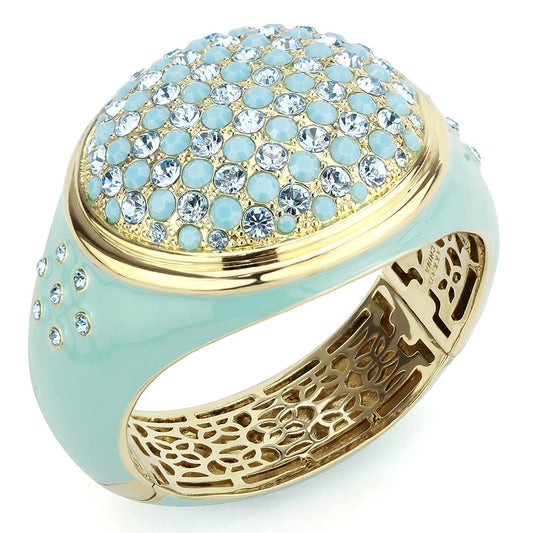 LO4350 - Gold Brass Bangle with Top Grade Crystal  in Multi Color LuxuryLifeWay Online Store