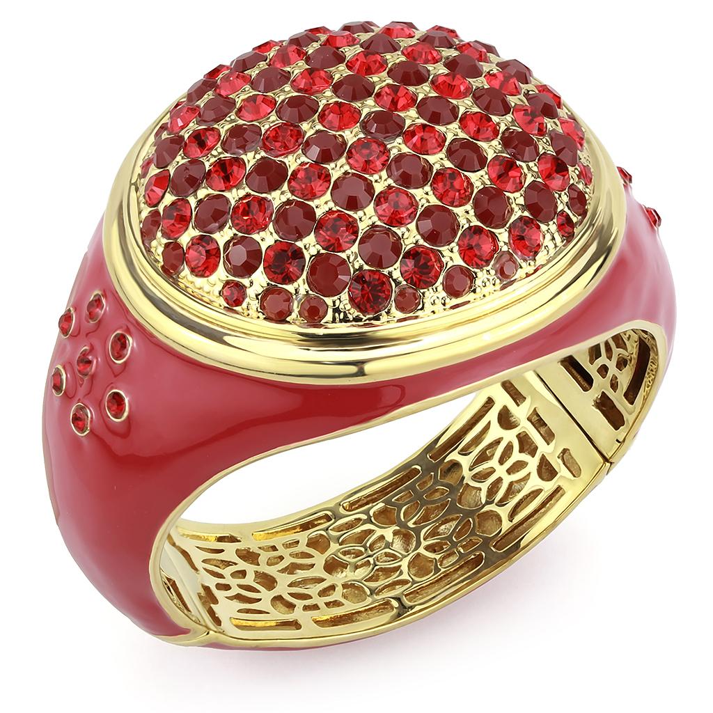 LO4351 - Gold Brass Bangle with Top Grade Crystal  in Multi Color LuxuryLifeWay Online Store