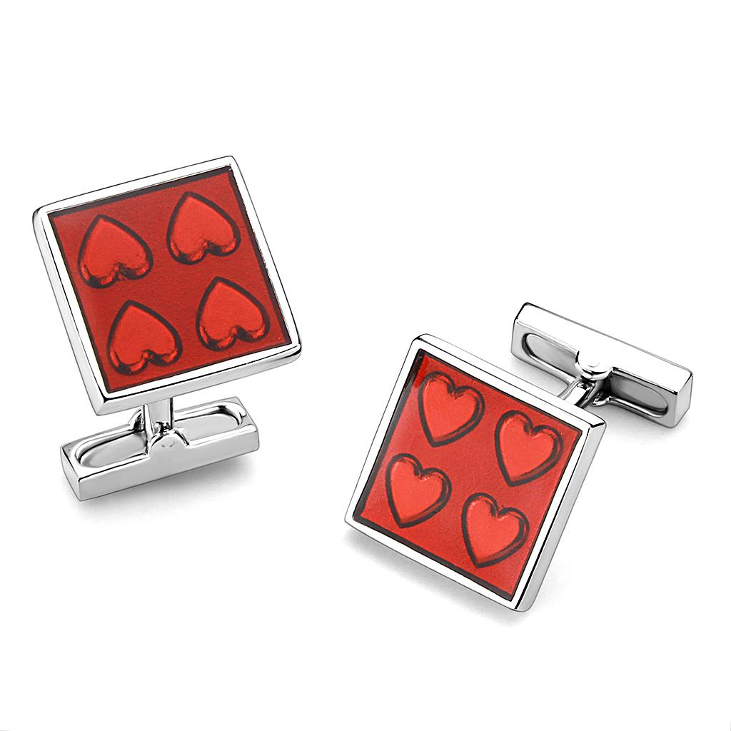LO445 - Rhodium Brass Cufflink with No Stone LuxuryLifeWay Online Store
