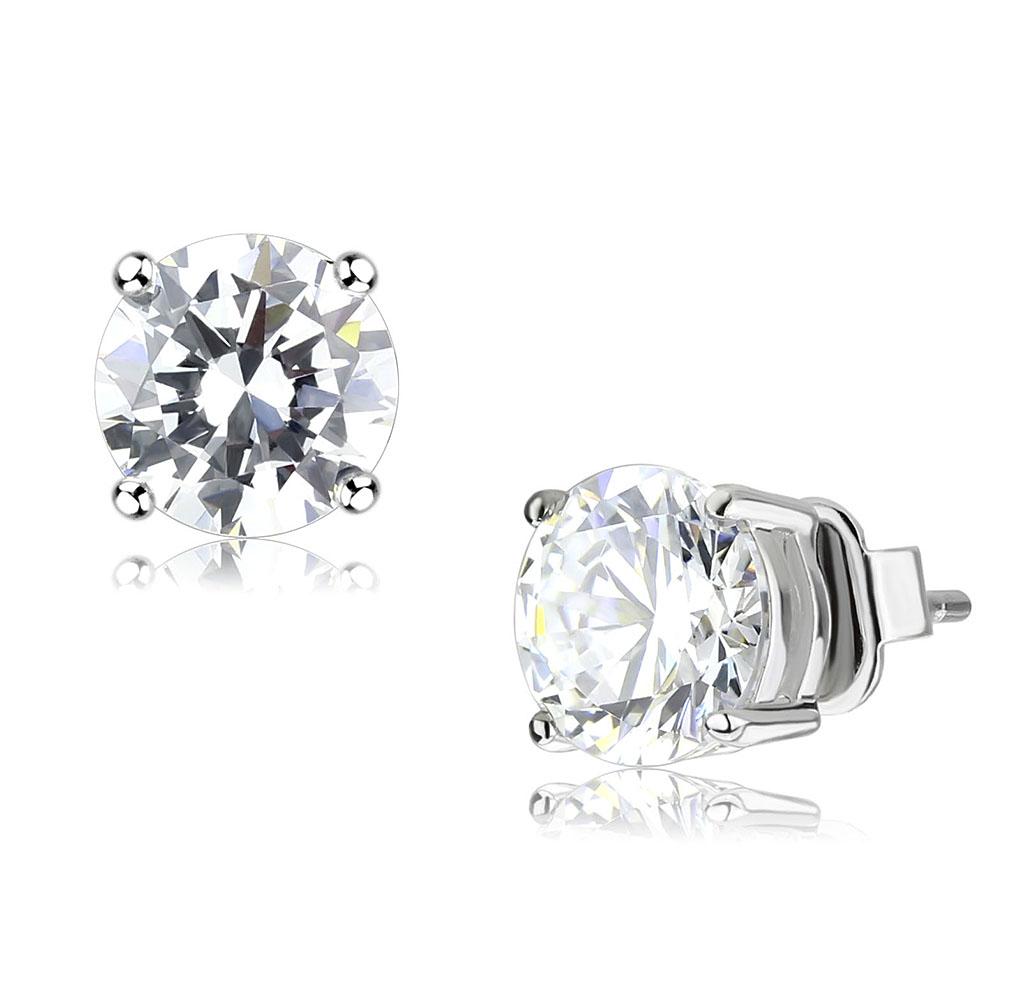 LO4632 - Rhodium Brass Earrings with AAA Grade CZ  in Clear LuxuryLifeWay Online Store