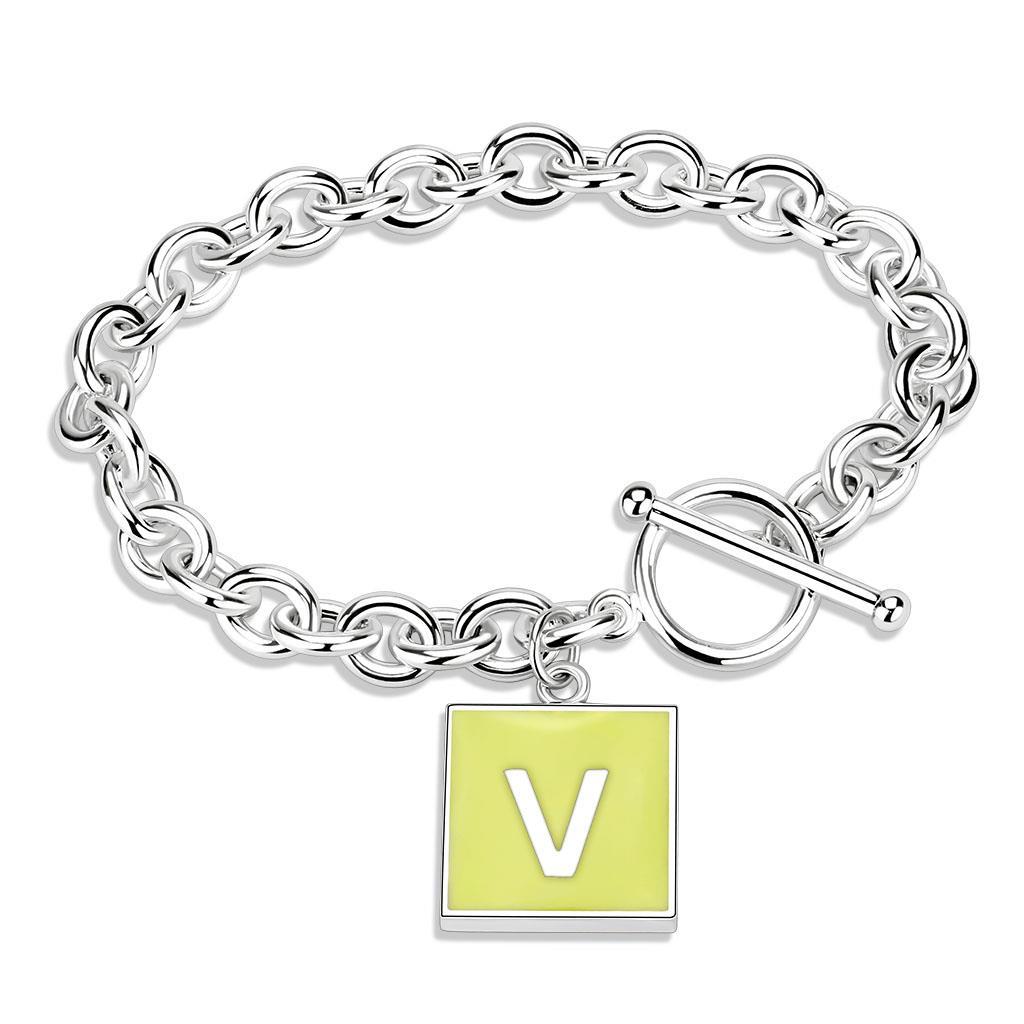 LO4643 - High-Polished Brass Bracelet with Epoxy  in Emerald LuxuryLifeWay Online Store