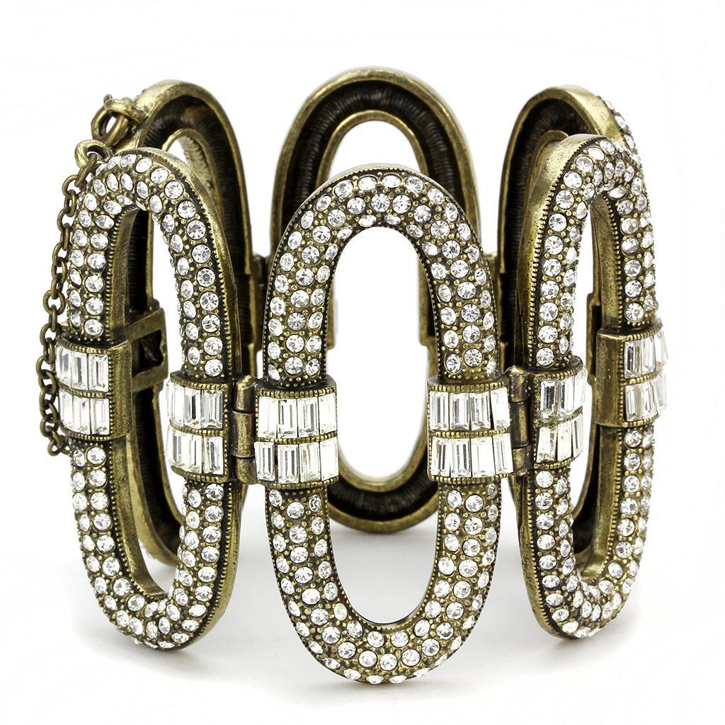 LO4657 - Antique Copper White Metal Bracelet with Top Grade Crystal  in Clear LuxuryLifeWay Online Store