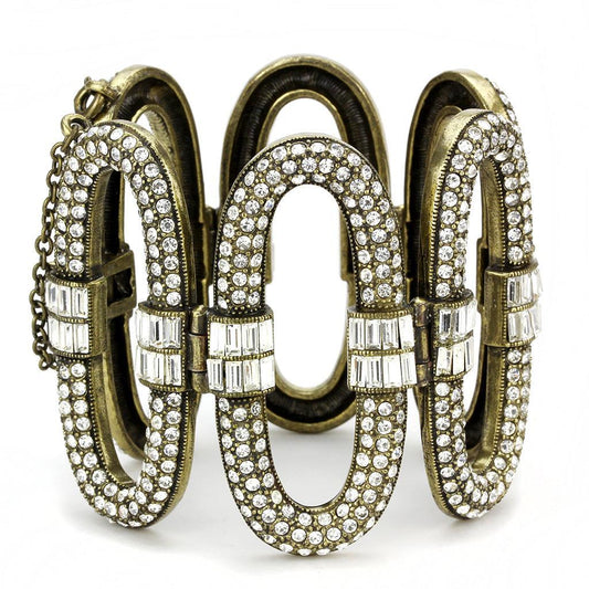 LO4657 - Antique Copper White Metal Bracelet with Top Grade Crystal  in Clear LuxuryLifeWay Online Store