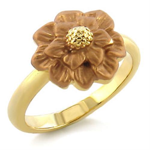 LO505 - Gold White Metal Ring with Top Grade Crystal  in Light Smoked LuxuryLifeWay Online Store