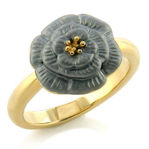 LO507 - Gold White Metal Ring with Top Grade Crystal  in Light Smoked LuxuryLifeWay Online Store