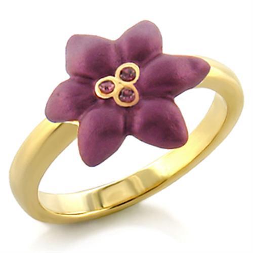 LO513 - Gold White Metal Ring with Top Grade Crystal  in Amethyst LuxuryLifeWay Online Store