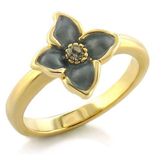 LO518 - Gold White Metal Ring with Top Grade Crystal  in Black Diamond LuxuryLifeWay Online Store